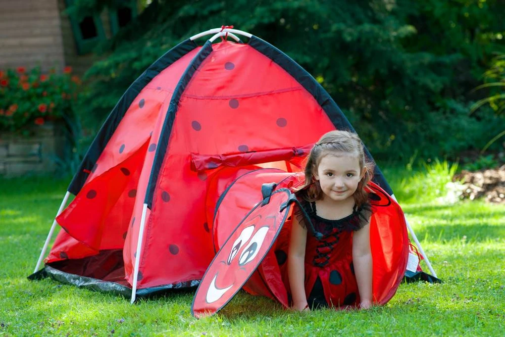 Kūdikių palapinė Baby Mix Ladybug su raudonu tuneliu