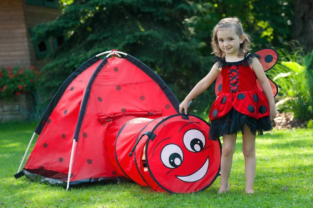 Kūdikių palapinė Baby Mix Ladybug su raudonu tuneliu