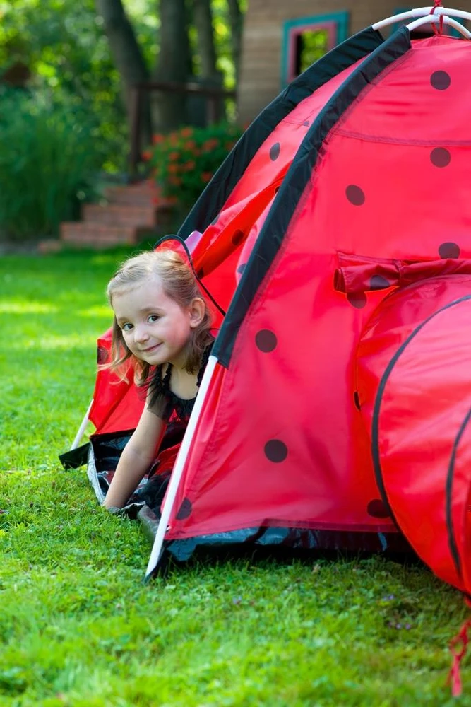Kūdikių palapinė Baby Mix Ladybug su raudonu tuneliu