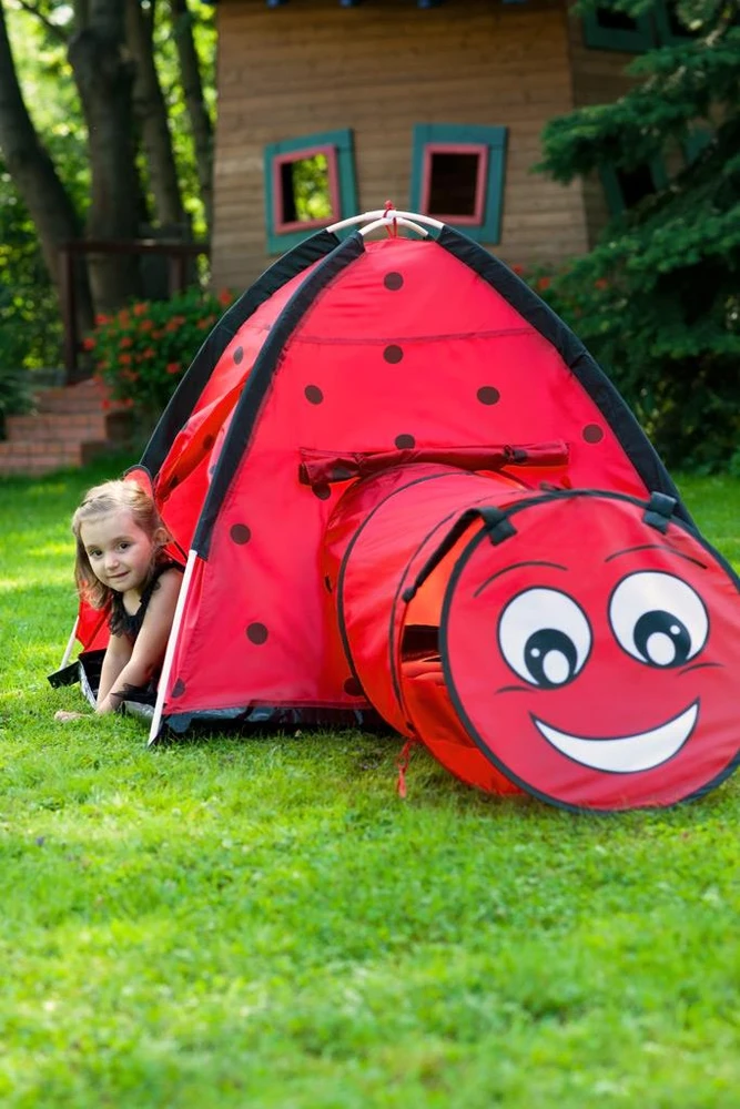 Kūdikių palapinė Baby Mix Ladybug su raudonu tuneliu