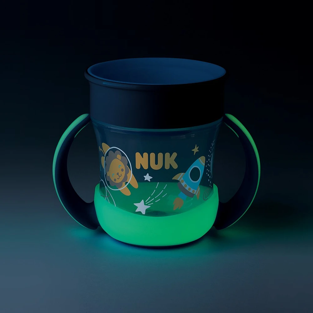 Kūdikių puodelis Mini Magic NUK Cup Night 160 ml mėlynas