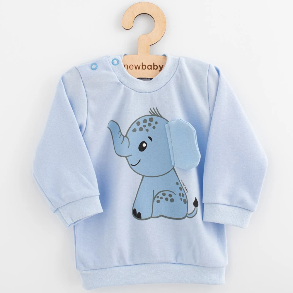 Kūdikių rinkinys: marškinėliai ir sportinės kelnės New Baby Happy Elephant mėlynos spalvos