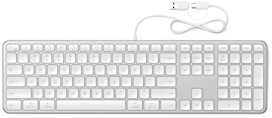 su laidu klaviatūra USB A/USB C QWERTY Dual (Mac/Windows) Satechi Slim LX3 su laidu sidabrinis