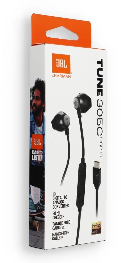 JBL Tune 305C susinės, USB Type-C Juodos