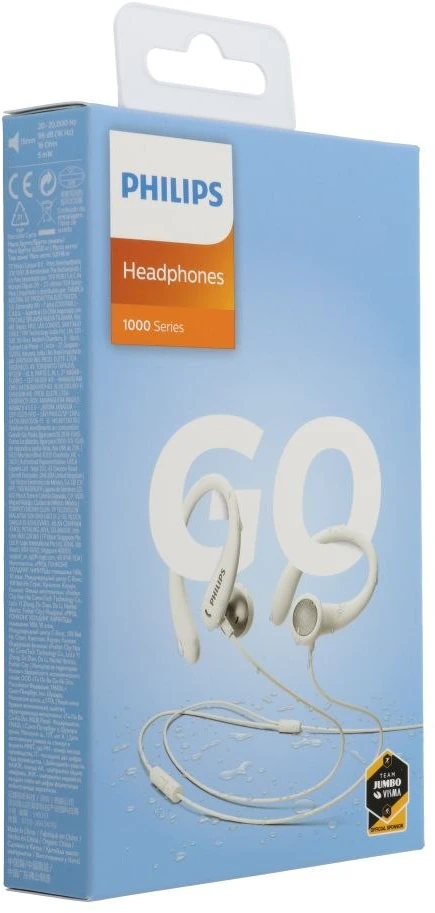 Į ausis dedamos sportinės ausinės su mikrofonu Philips TAA1105WT/00, Baltos