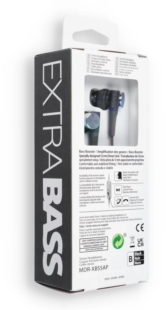 Sony MDR-XB55APB ausinės, Juodos