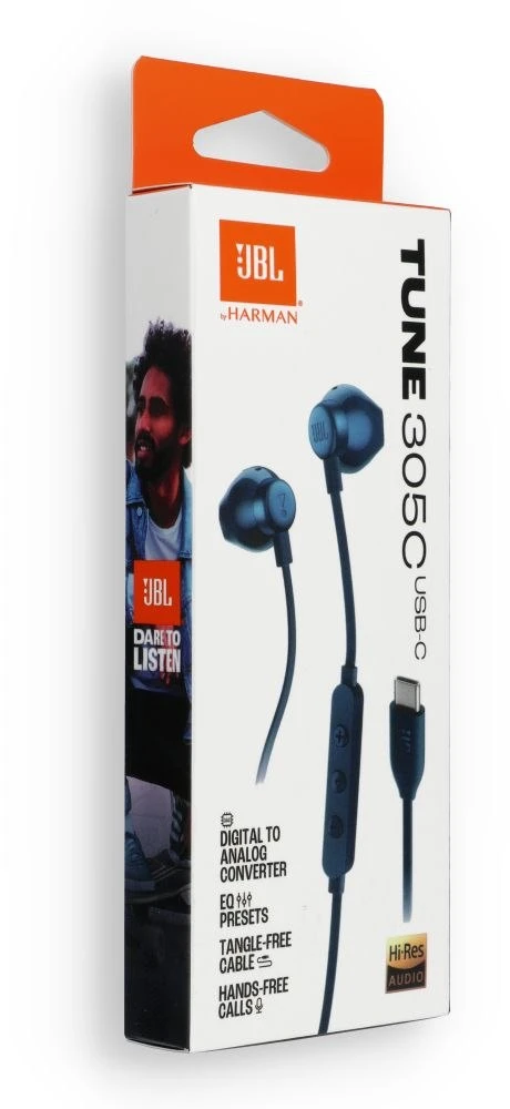 JBL TUNE 305C, AUSINĖS LAIDINĖS USB-C AUSINĖS SU AUKŠTA RAIŠKA, Mėlynas
