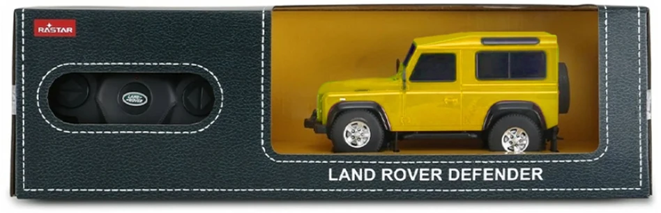 Land Rover Defender mastelio 1:24 Rastar 78500 geltonas valdomas automobilis