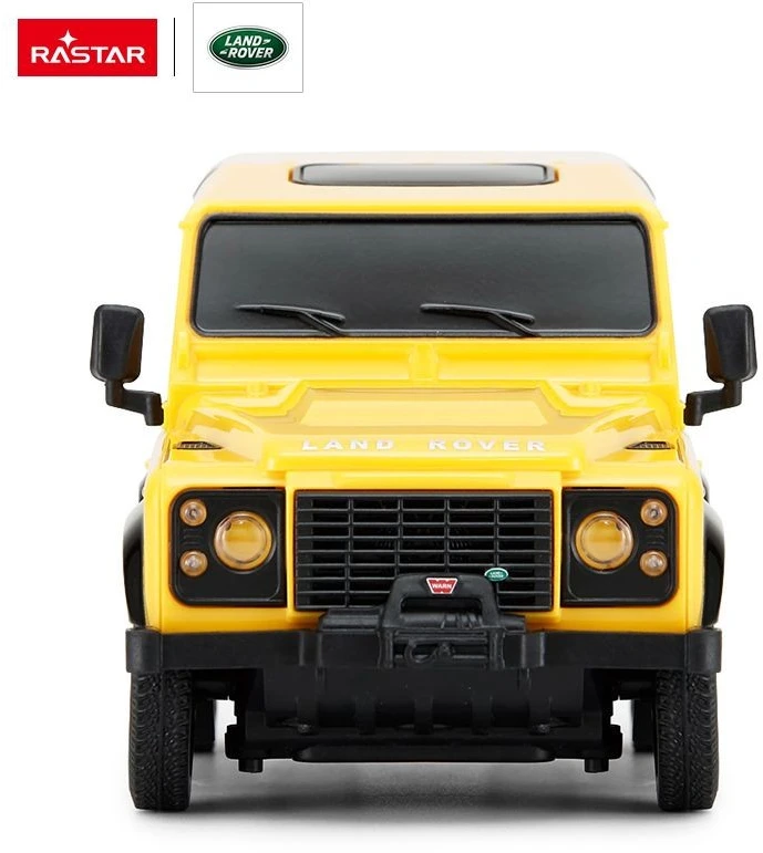 Land Rover Defender mastelio 1:24 Rastar 78500 geltonas valdomas automobilis