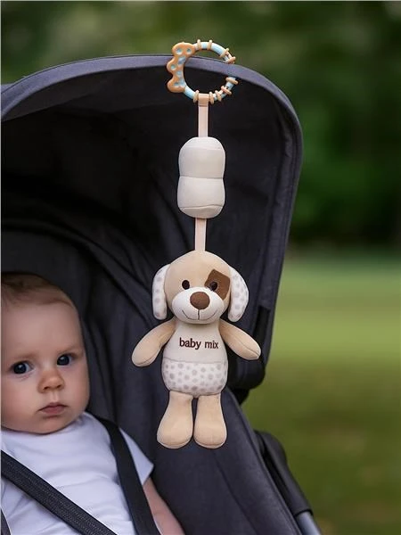 Lavinamasis pliušinis žaislas su segtuku Baby Mix rudos spalvos šuo