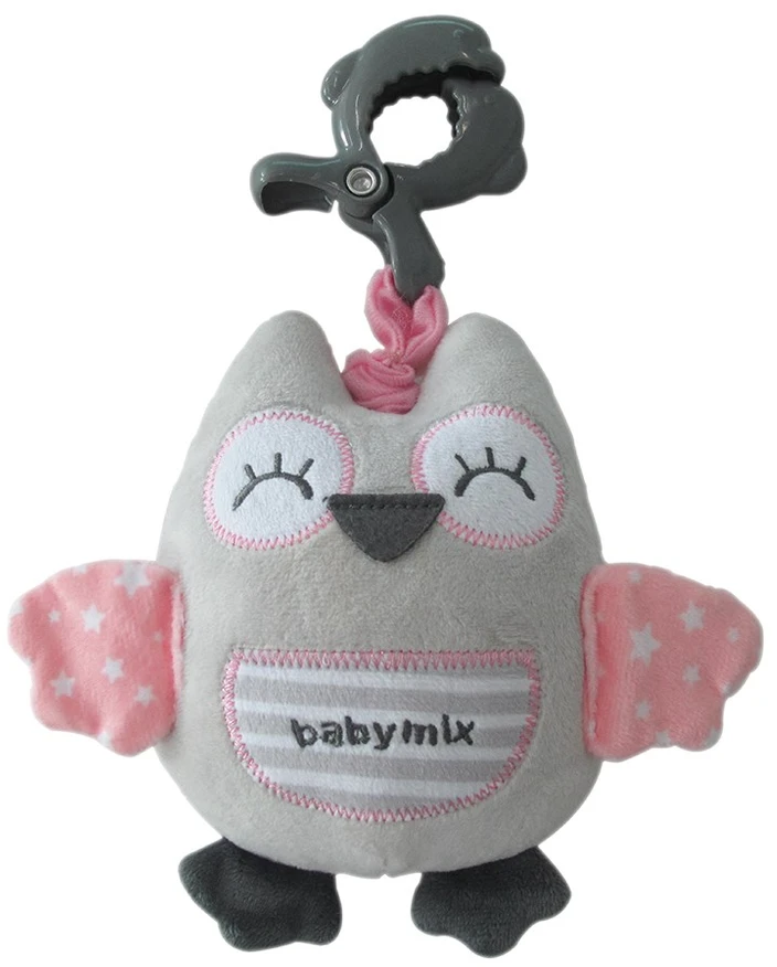 Lavinamasis pliušinis žaislas su segtuku Baby Mix pelėda rožinė