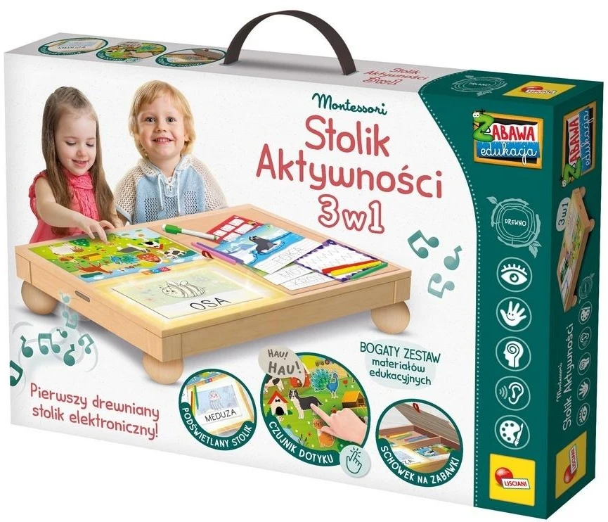 Lisciani Montessori edukacinis stalas 3in1 su apšvietimu