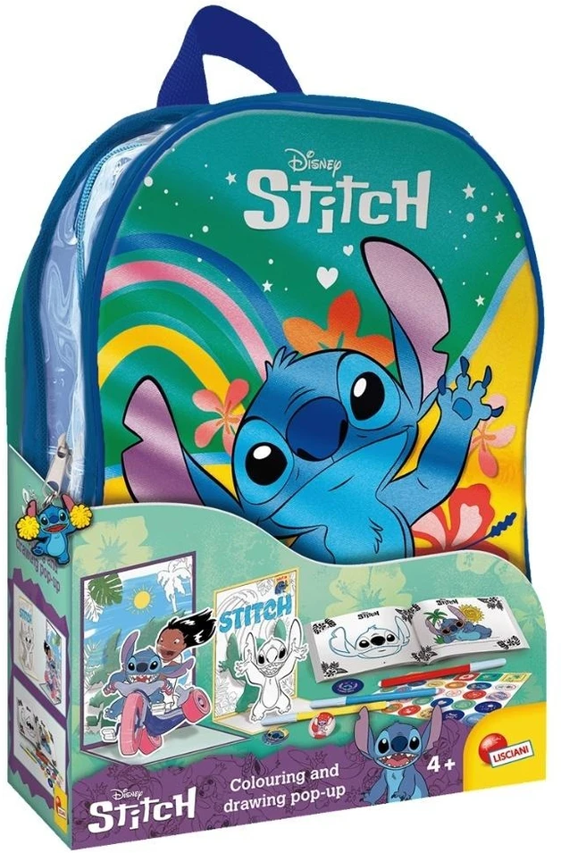 Lisciani STITCH spalvinimo ir piešimo rinkinys kuprinėje, 110674