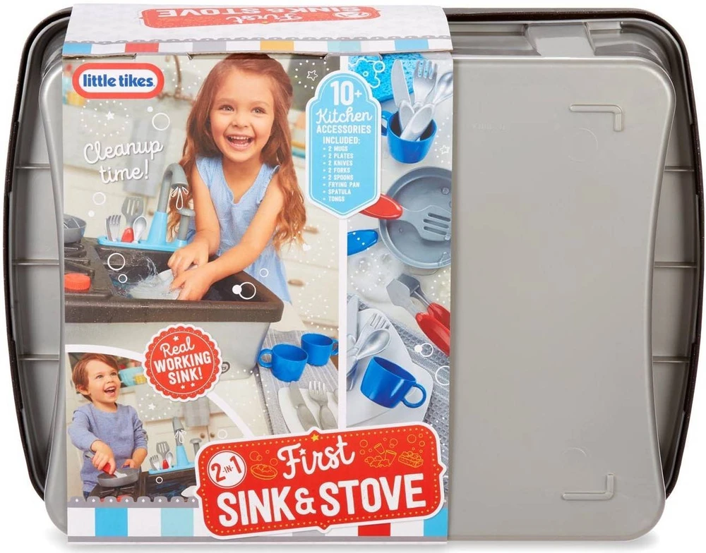 Little Tikes Mažos tikes kriauklė + virtuvė su vandens cirkuliacija 2in1 kriauklės virtuvė Pirmoji 13 AKC