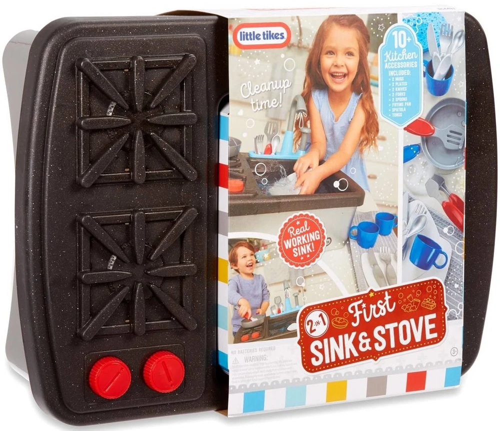 Little Tikes Mažos tikes kriauklė + virtuvė su vandens cirkuliacija 2in1 kriauklės virtuvė Pirmoji 13 AKC