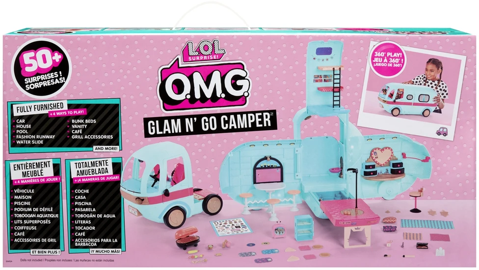 L.O.L Surprise MGA L.O.L. SIURPRIZAS! LOL SUPRISE PRABANGUS KEMPERIS GLAMPER SU ŠVIESOMIS IR GARSAIS 4IN1, MELSVAS