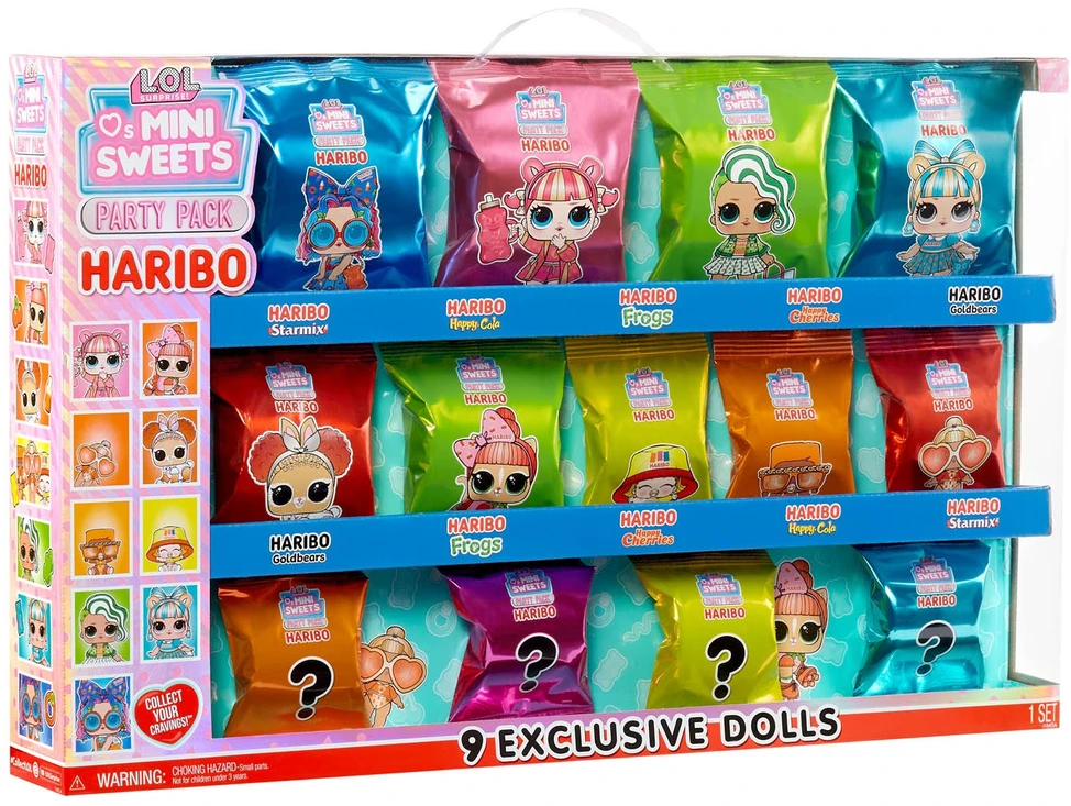 MGA Lėlė Lol staigmena mėgsta mini saldumynus x Haribo vakarėlių rinkinys