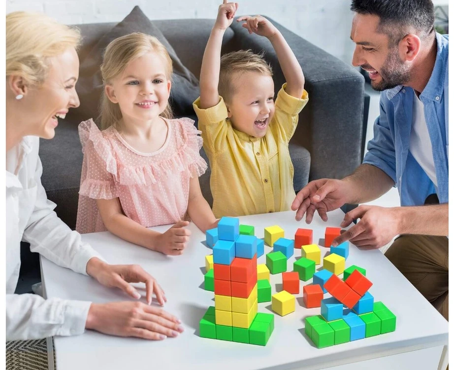 Magnetinės 3D konstruktoriaus kaladėlės kubeliai, 64 vnt rinkinys