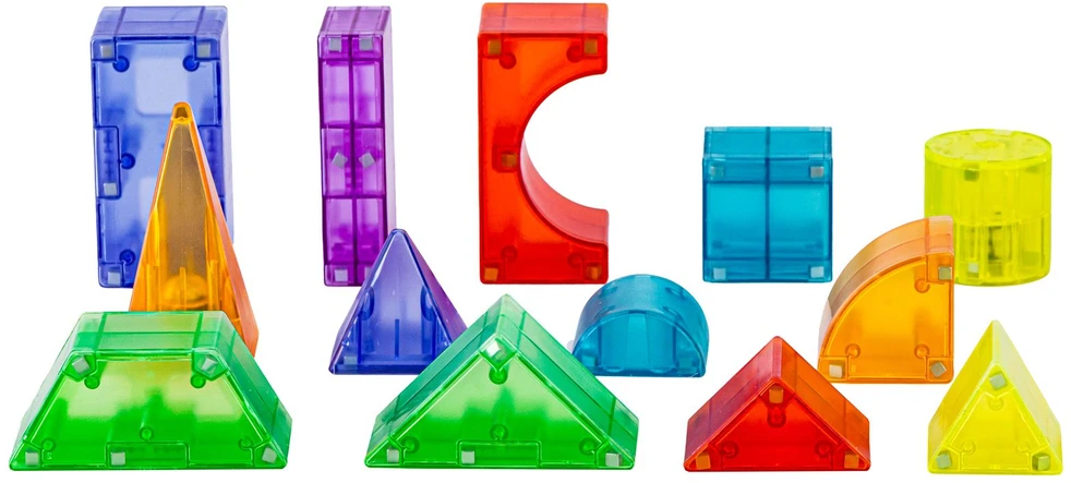 Magnetinės konstruktoriaus kaladėlės su šviečiančiais 3D elementais 94 vnt