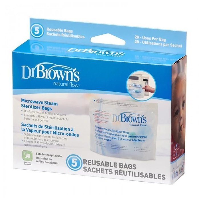 DR. BROWN'S sterilizavimo maišeliai mikrobangų krosnelei, 5 vnt.