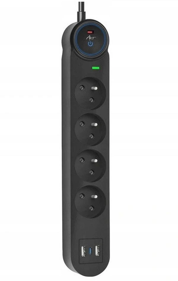 Extension cord 4 sockets + 2 x USB A + USB C Art FU810 1,5 m juodas