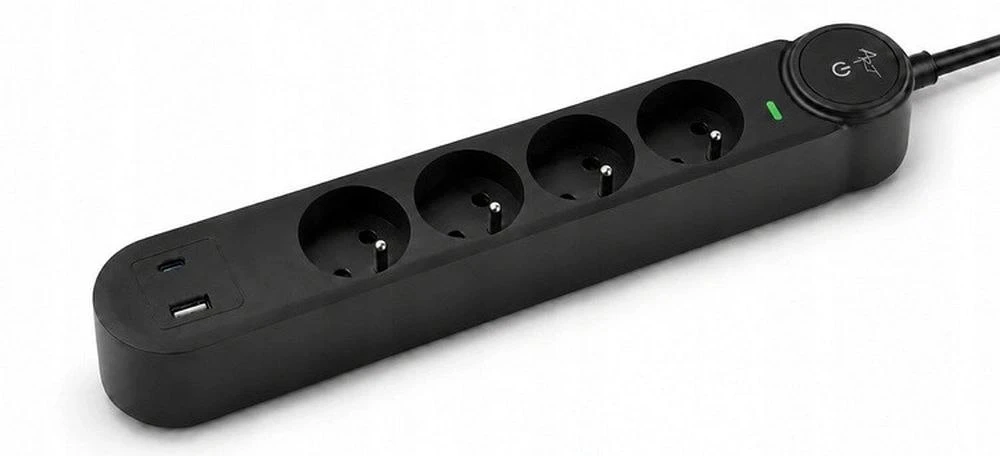 Prailgintuvas 4 lizdai + USB A + USB C Art FU915 3 m juodas