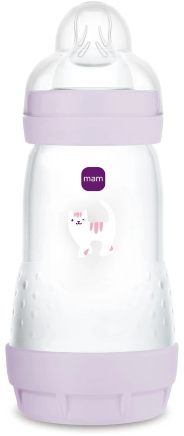 Mam Akcesoria 5939 PERFECT START ANTIKOLIKINIS BUTELIUKAS 260ML, SUMALTAS GAMTOJE, VIOLETINĖS SPALVOS