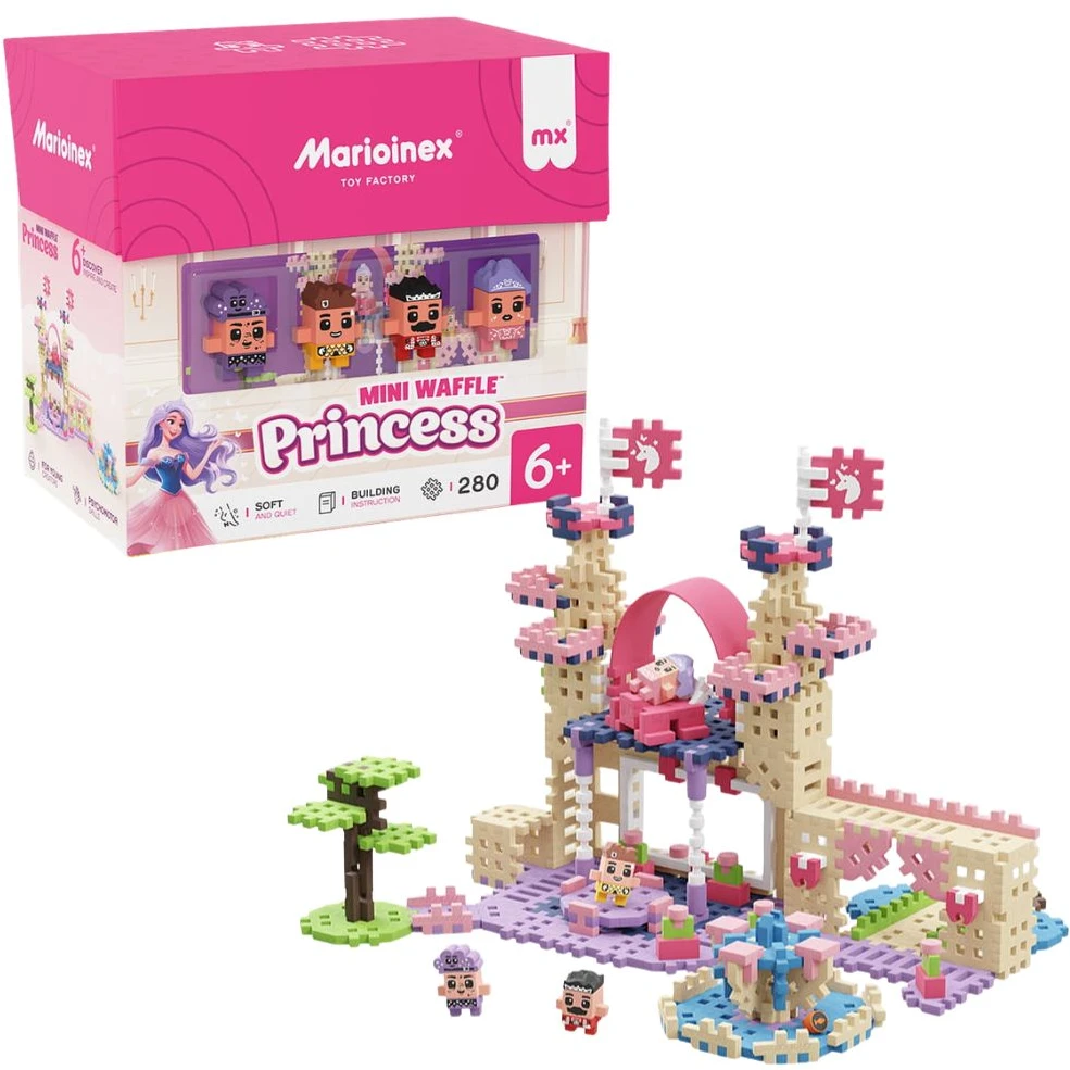Konstruktorius Marioinex Mini Waffle Princess Karališkas nuotykis, 280 vnt. + figūros, 4 vnt.