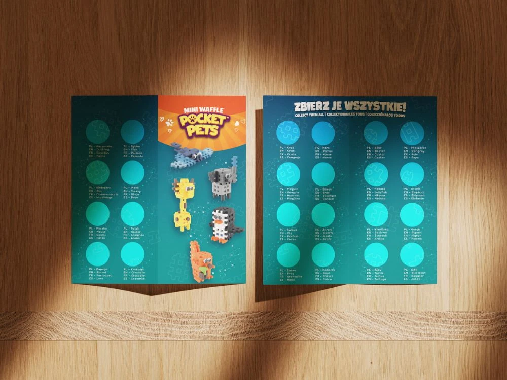 Marioinex Mini Waffle Pocket Pets Papūga kūrybinis kaladėlių rinkinys vaikams ZA6663