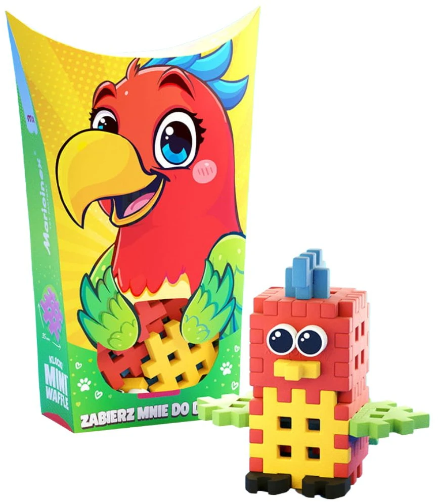 Marioinex Mini Waffle Pocket Pets Papūga kūrybinis kaladėlių rinkinys vaikams ZA6663