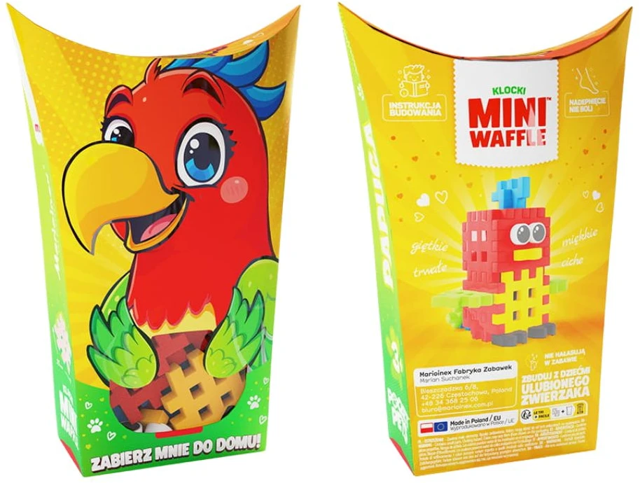 Marioinex Mini Waffle Pocket Pets Papūga kūrybinis kaladėlių rinkinys vaikams ZA6663