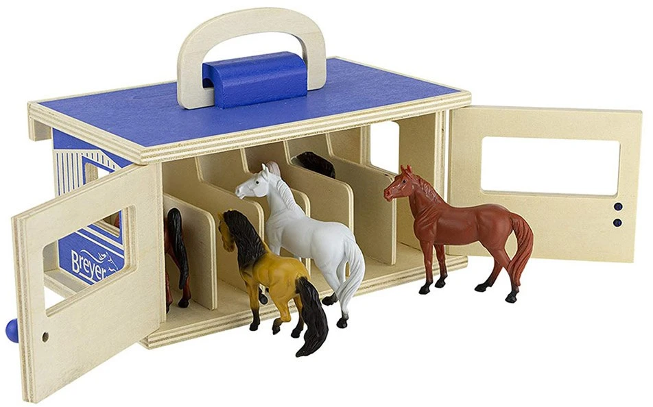 Marka Niezdefiniowana - Wooden stable + 6 horse figures FARMA Breyer Horses ZA6720