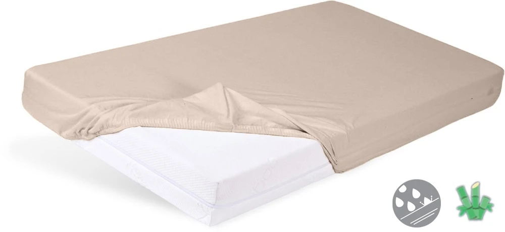 Drėgmei atspari vaikiška bambukinė paklodė Matex 60x120, smėlio sp.