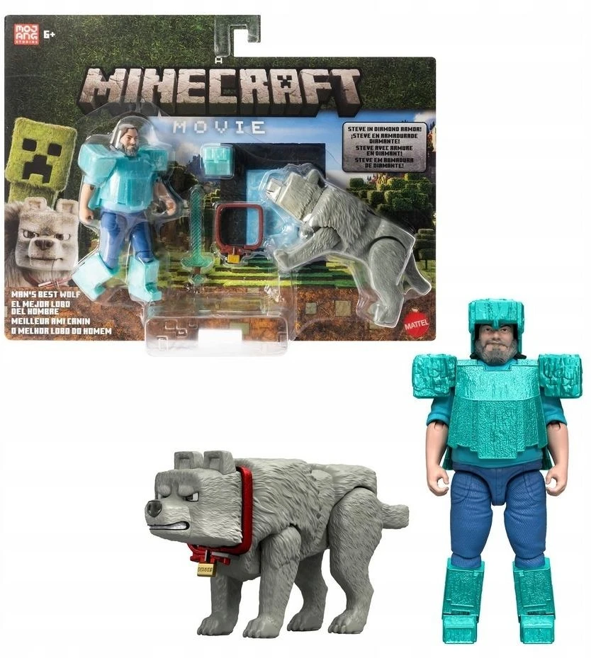 Mattel Figūrėlė Minecraft Steve su vilku Dennisu