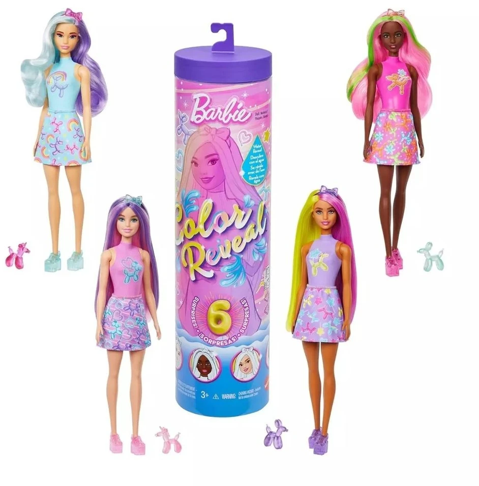 Mattel Lėlė Barbie Color Reveal su balioniniais gyvūnėliais