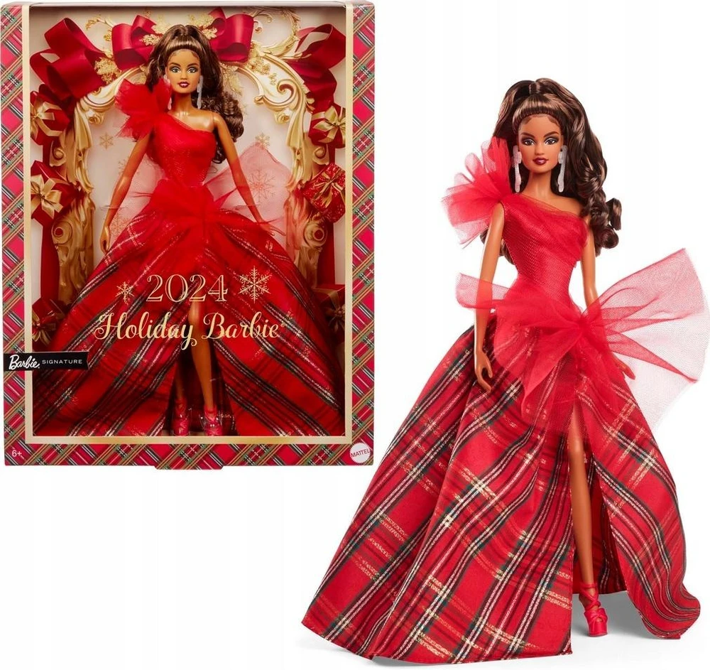 Mattel Lėlė Barbie Signature 2024 Holiday su languota suknele
