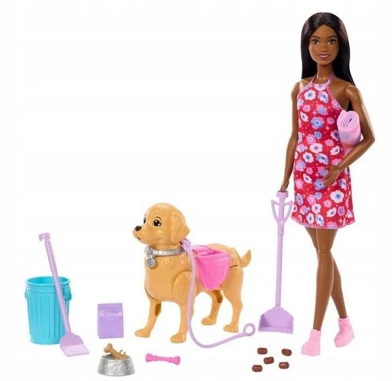 Mattel Lėlė Barbie su šuniuku ir šepetėliu