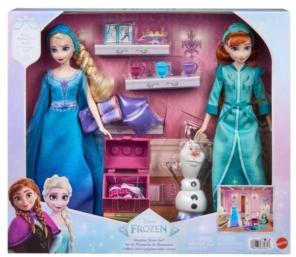 Mattel Lėlės Disney Frozen Anna ir Elsa su aksesuarais pižamų vakarėliui