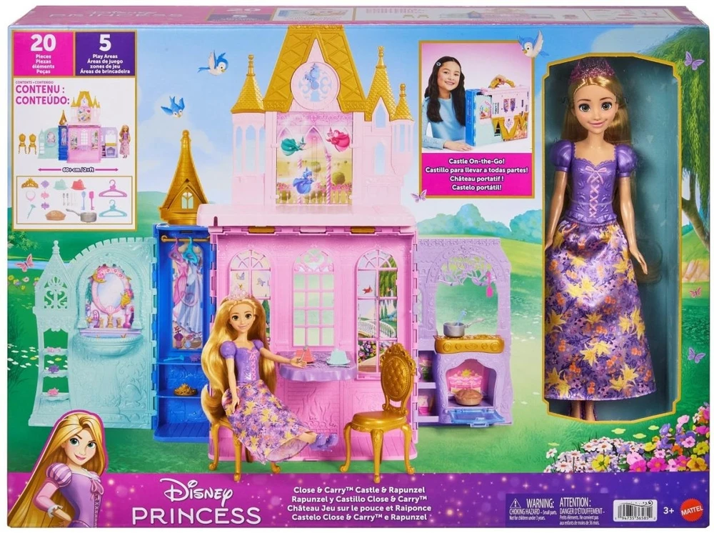 Mattel Nešiojami rūmai su lėle Rapunzel