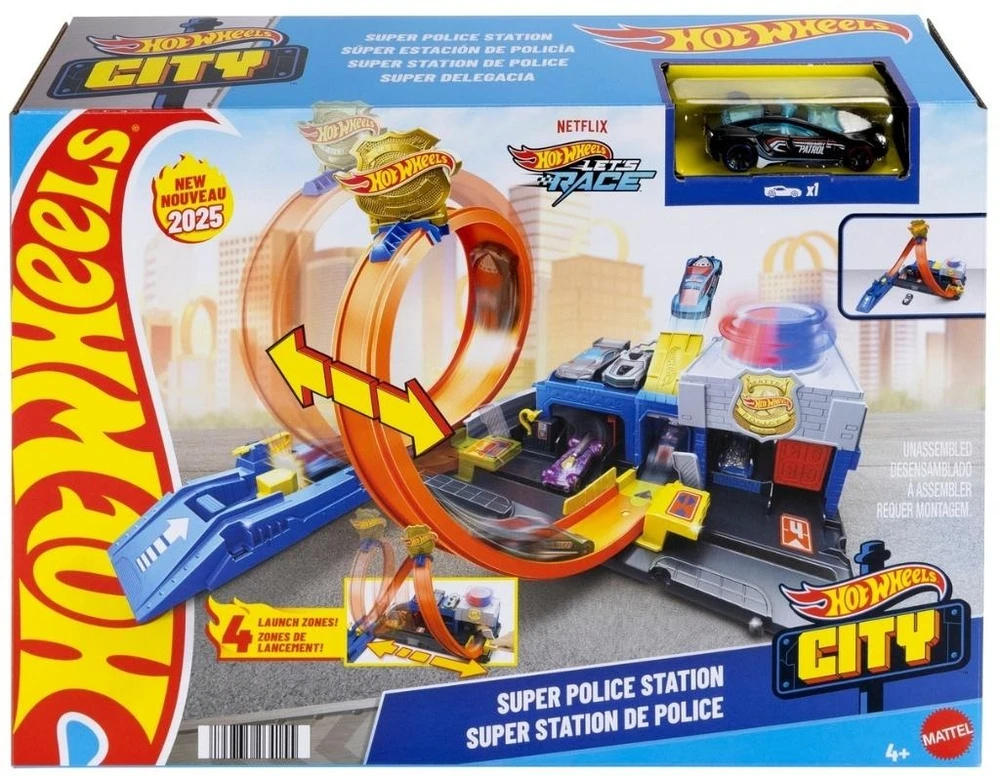Mattel HOT WHEELS CITY rinkinys – Super policijos stotis (JBM71)