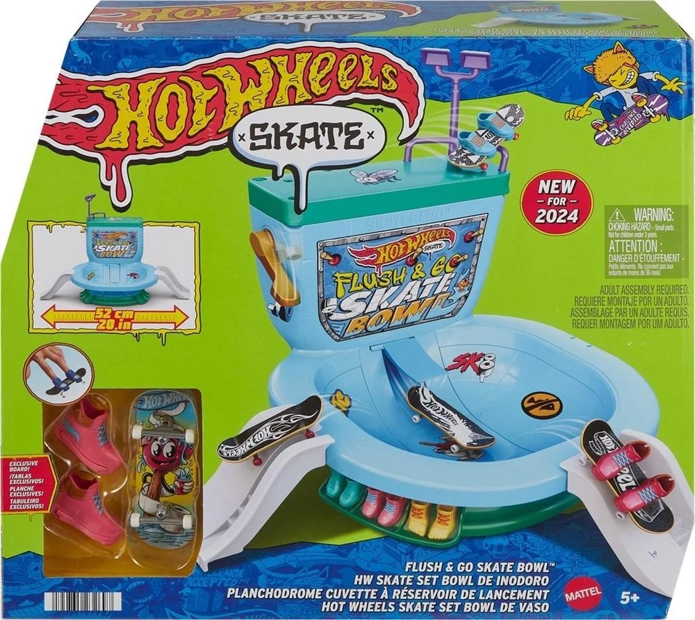 Žaislinė trasa Hot Wheels Mattel HW rinkinys „Riedlenčių parkas - unitazas“