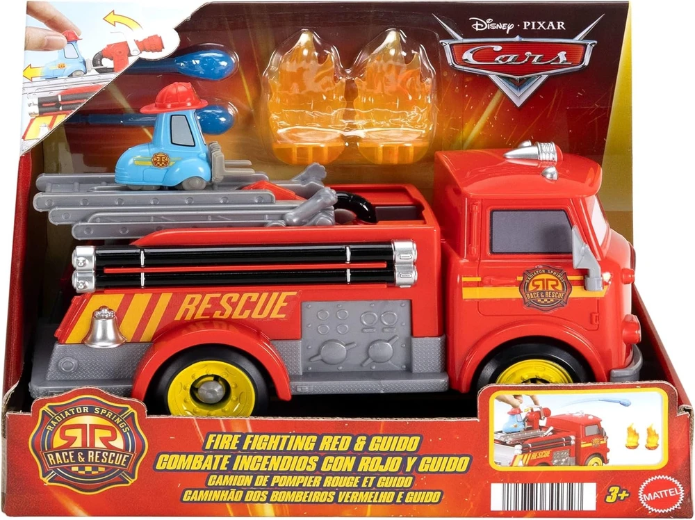Mattel CARS gaisrinės rinkinys – Raudona&Guido lenktynės ir Radiator Springso gelbėjimas (JFL54)