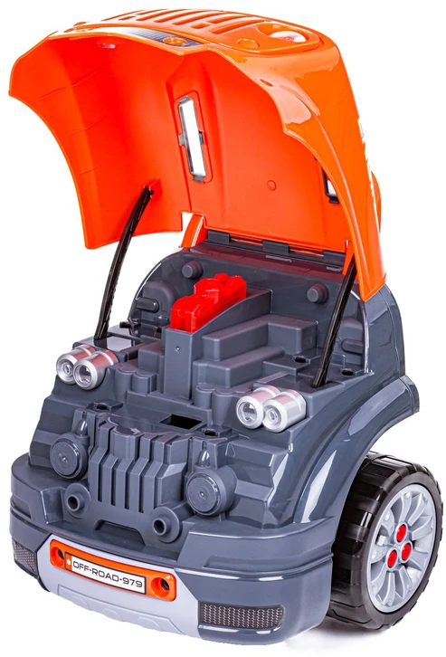 Xiong Cheng Jaunojo mechaniko komplektas su automobiliu, 61 el.