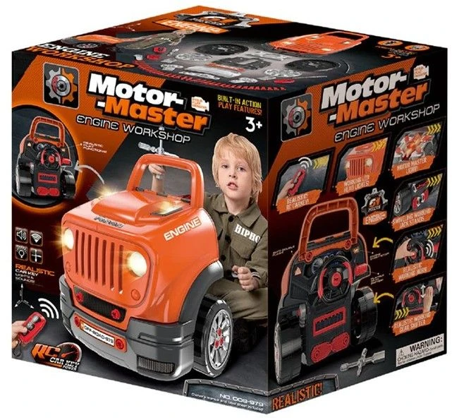 Xiong Cheng Jaunojo mechaniko komplektas su automobiliu, 61 el.