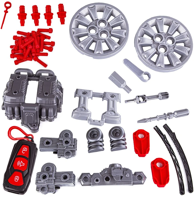 Xiong Cheng Jaunojo mechaniko komplektas su automobiliu, 61 el.