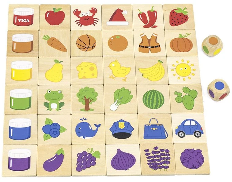 VIGA Medinė edukacinė dėlionė Spalvų ir formų atpažinimui 38 vnt. Montessori