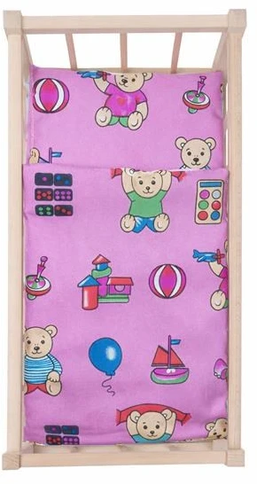 Medinė lėlių lovelė-lopšys su patalyne Baby Mix meškiukai