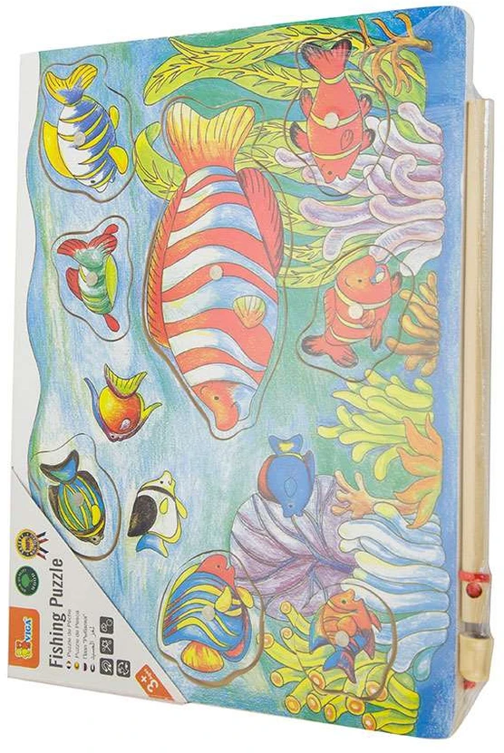 Medinė magnetinė dėlionė Viga Žuvies gaudymas