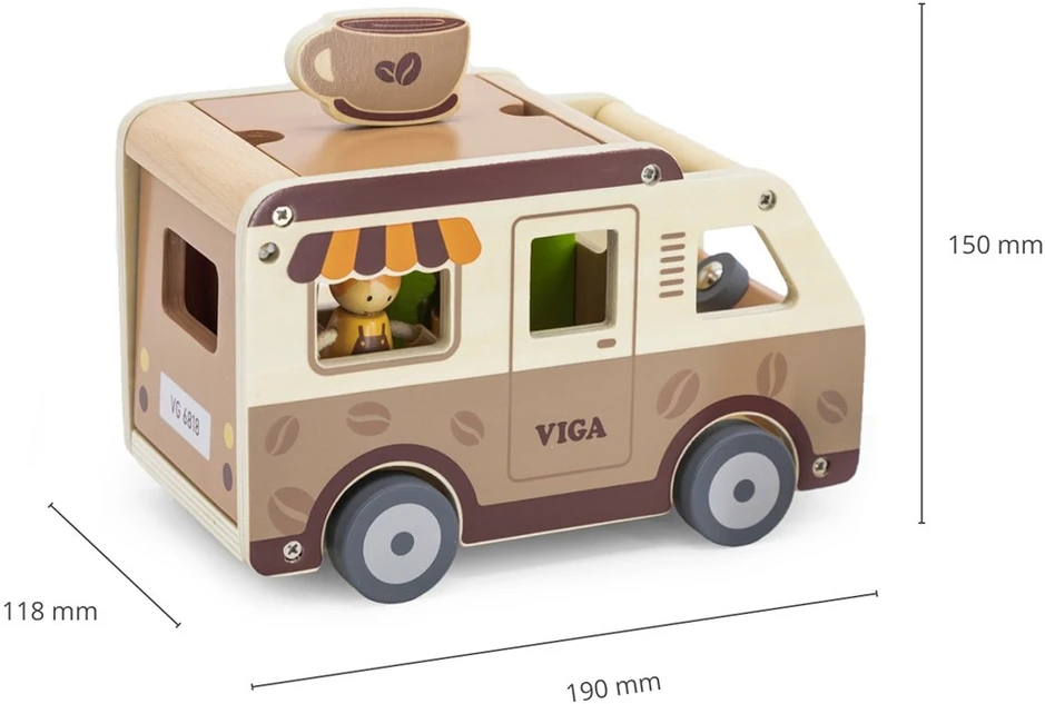Viga Medinė Kavinės Automobilis su Priedais