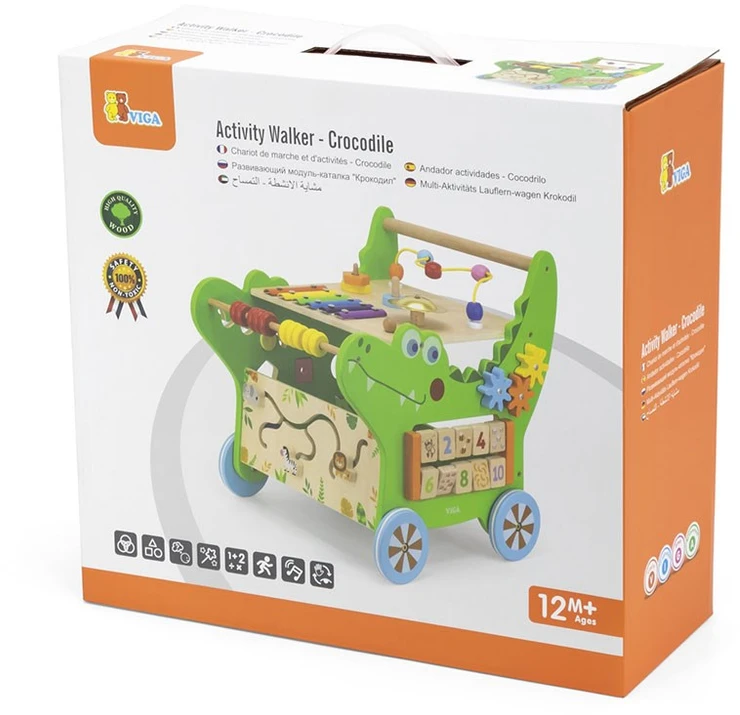 Viga medinis edinis Pusher Crocodilek 12in1